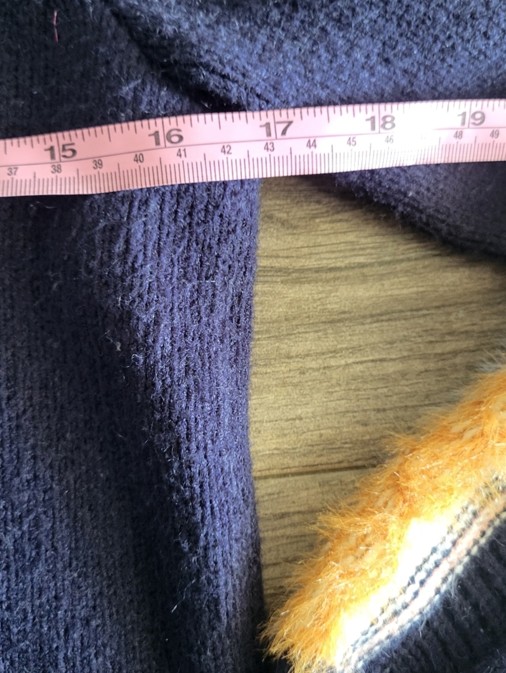 Anthropologie Margherita Nordic Sweater Fringed Turtleneck Navy Mustard Size S - Picture 7 of 10